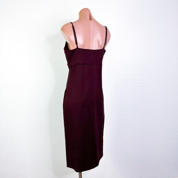 SOCIALITE Cutout Sweetheart Neckline Slit Knit Midi Dress Maroon Size L NWT NEW - Picture 9 of 12